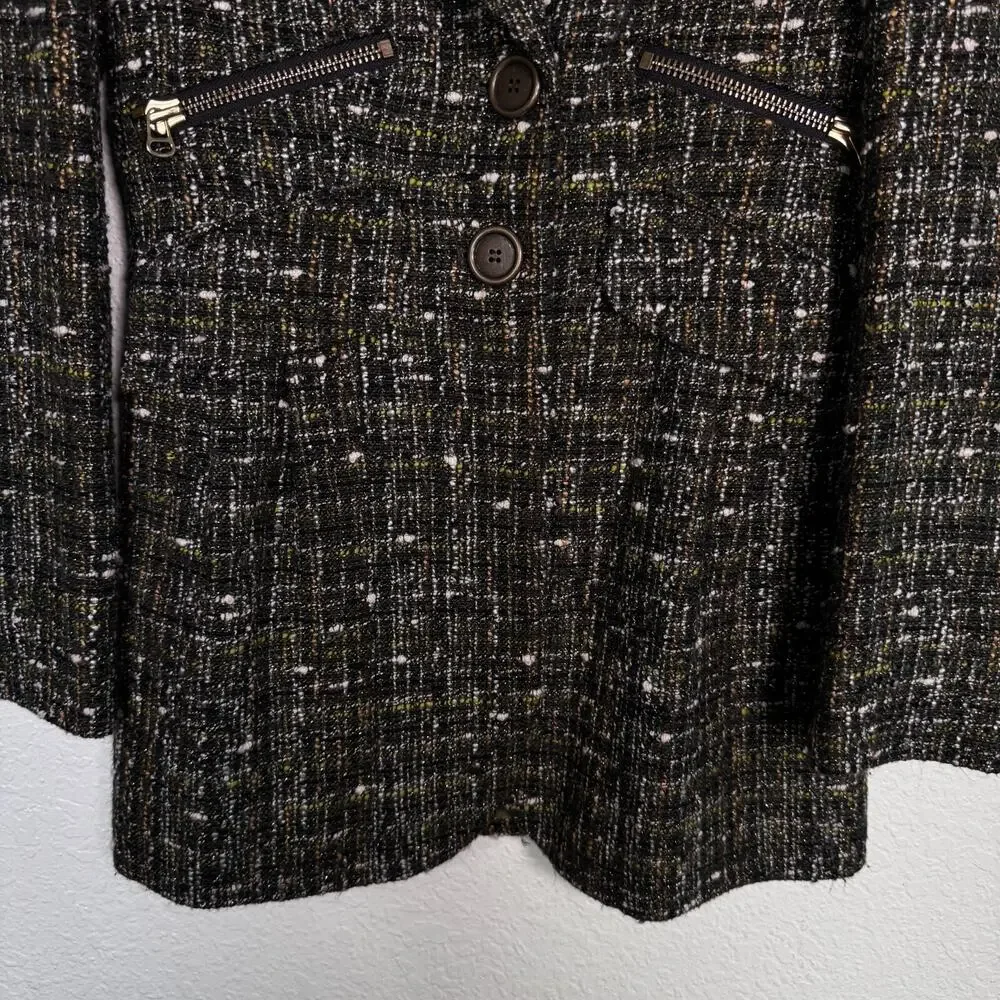 Etcetera Jacket Womens 4 Metallic Tweed Coat Academia Preppy Zipper Detail - Picture 6 of 13